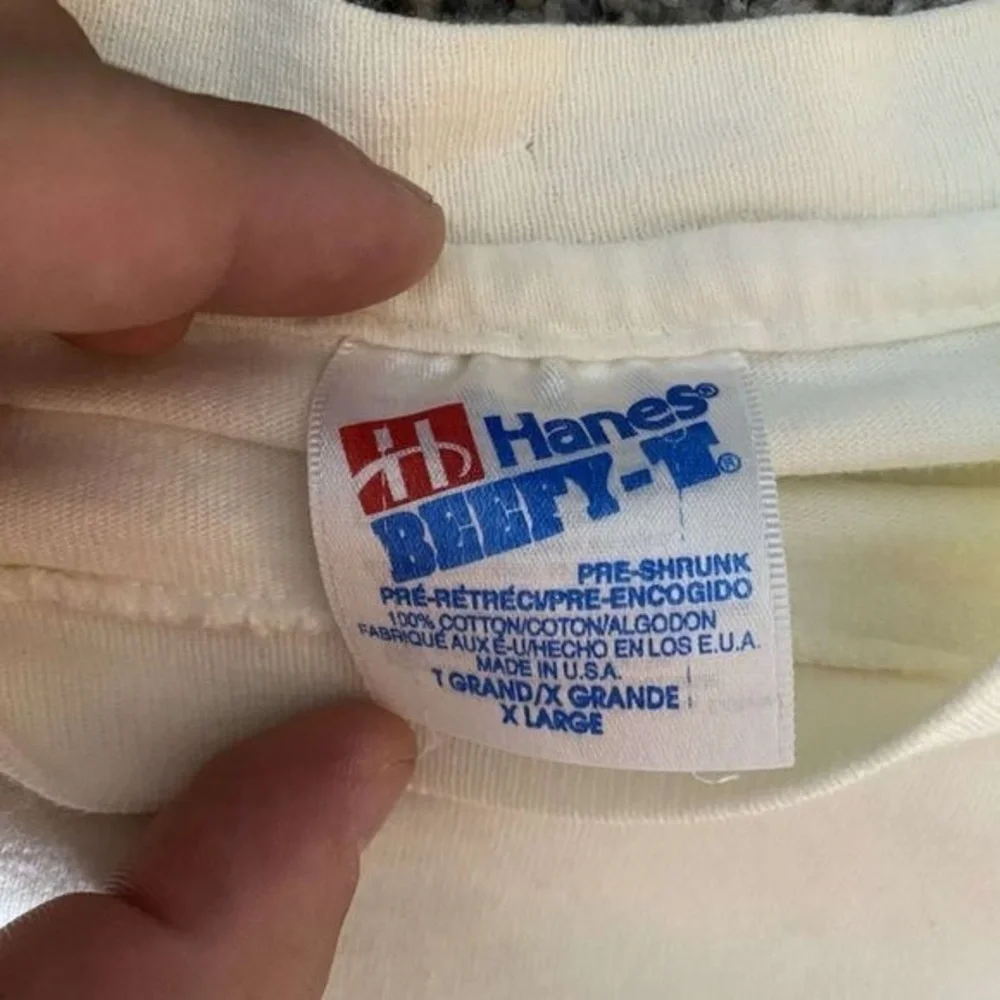 Vintage Bob Talbot Shirt Mens XL White Blue 90s Whale Art Tee Dolphin 1993 Grail - Picture 5 of 9